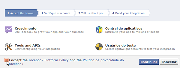 Criar uma conta no Facebook: O que é a Central de aplicativos?